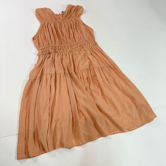 Current Air Los Angeles Dress Womens Medium Tan Striped Sleeveless A-Line - Picture 1 of 11